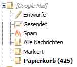 papierkorb trash google mail