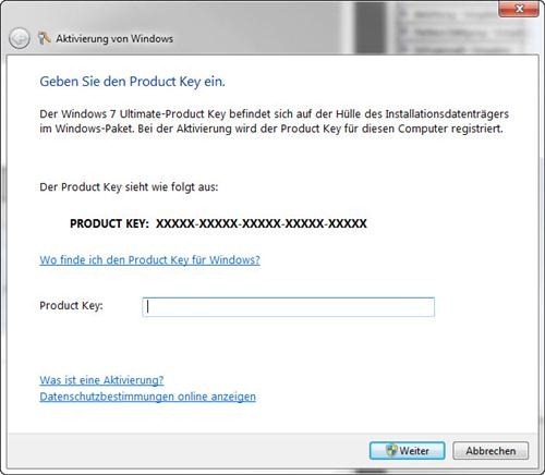 windows 7 seriennummer eingeben